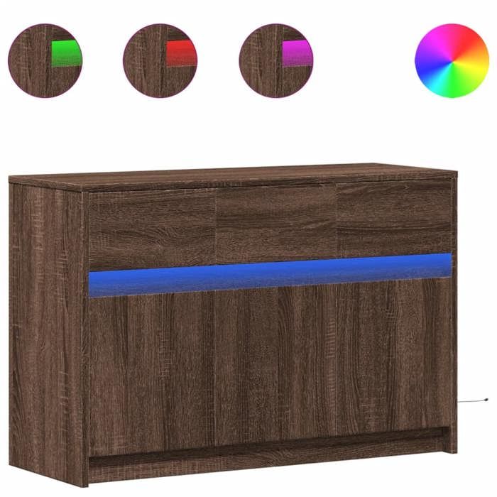 VidaXL TV Stand with LED Brown Oak 91x34x61 Cm Engineered Wood 852186