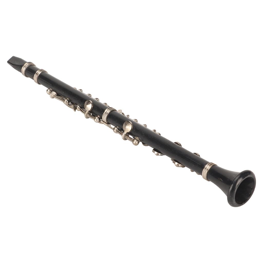 Miniature Clarinet Replica with Stand and Case Mini Musical Instrument Dollhouse Model Ornament 6.3