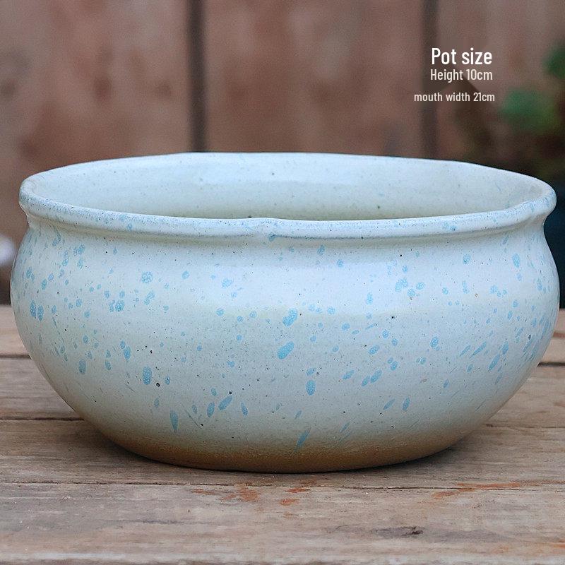 Stor Handgjord Keramik Kruka för Suckulenter och Grönska, Andningsbar Lerkruka i Lila Lera