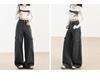 Women's High-Waist Fleece-Lined Wide-Leg Jeans, Retro Workwear Style for Autumn/Winter 2024