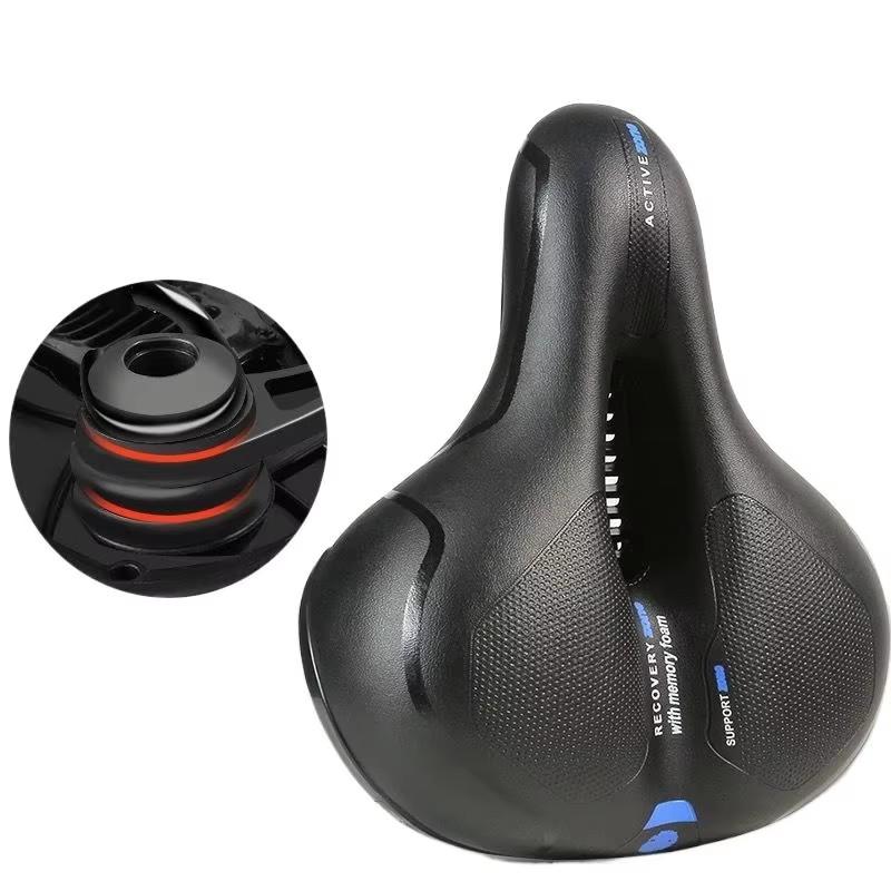 Hollow Breathable Bicycle Saddle Men Women MTB Road Bike Saddle Shock Absorbing Comfortable Big Butt Bike Seat Safety Warning