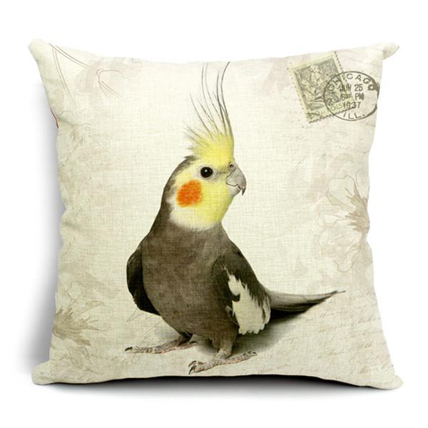

Vintage Style Decorative Throw Pillows Case Parrot Bird Polyester Cushion Cover For Sofa Home Pillowcase Funda Cojines 40cmx40cm