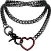 Punk Style Cuban Chain Heart-shaped Women's Necklace, Personalized and Creative Y2k Holiday Party Accessories