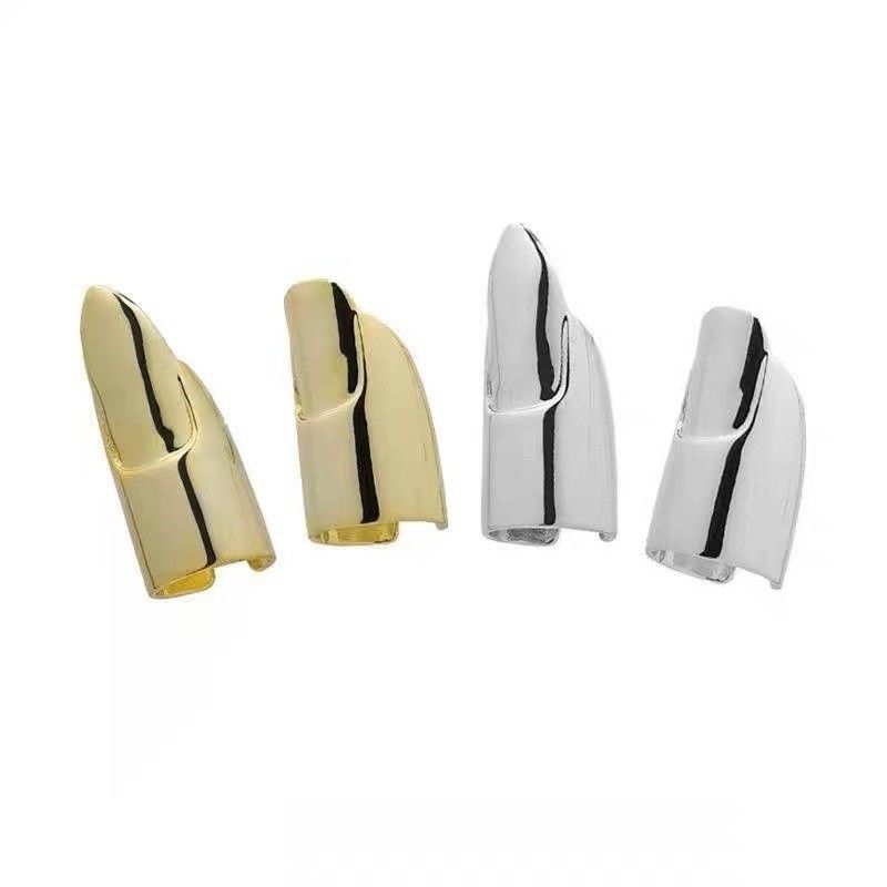 Single Long Metal Nail Ring Pharaoh Ins Wearing Nail Protective Cover Punk Opening Niche Nail Ring
