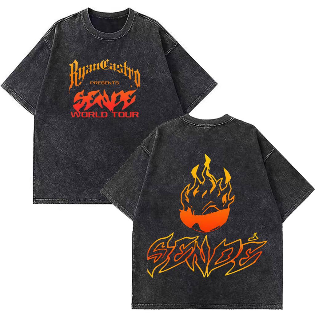 Rapper Ryan Castro Sende Latam Album Tour 2026 Magliette Stampate Unisex Unisex Hip Hop T Shirt Estive Cotone Ampio Vintage Lavate T-shirt