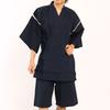 Jinbei Shijira Weave Cool Summer Cotton Discharge Original Pattern Japanese Pattern Wind God Raijin Wave Navy LL [Edo Ten] 100%