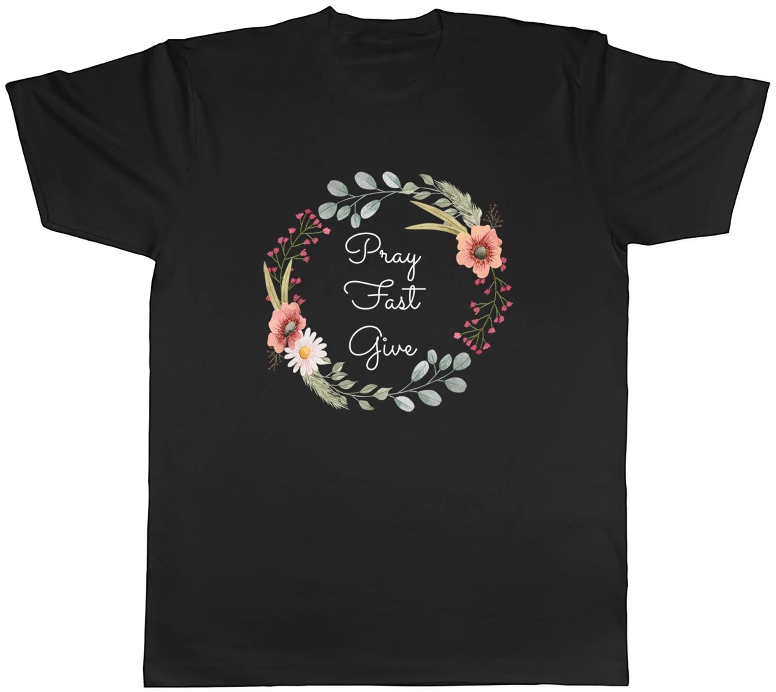 Lent Floral Wreath Pray Fast Give Mens T-Shirt Tee Gift Top XL