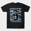 Men Black Print T-shirt Bryce Young Vintage No-Cut Transfer Paper Print Cotton Tshirt