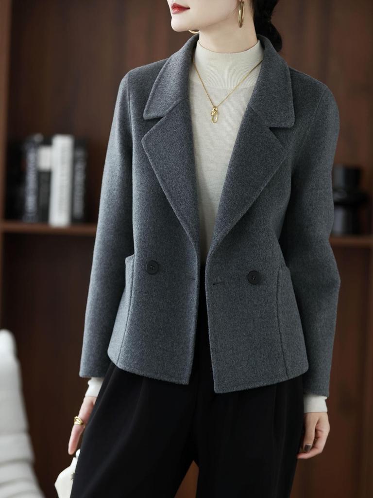 2025 Autumn/Winter Women's Double-Sided Wool Coat - Korean Style, Loose Fit, Short, Fashionable, Versatile.