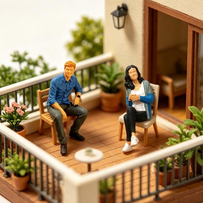 Decorative Resin Miniature People Models 1:64 Size Sitting Figure Sculpture Suitable for DIY Projects & Family Activity