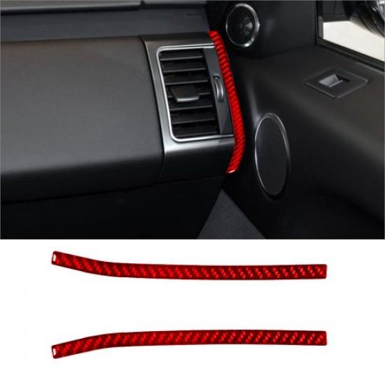 2Pcs Red Carbon Fiber  Side Air Vent Cover Trim Strip For Land Rover Range Rover