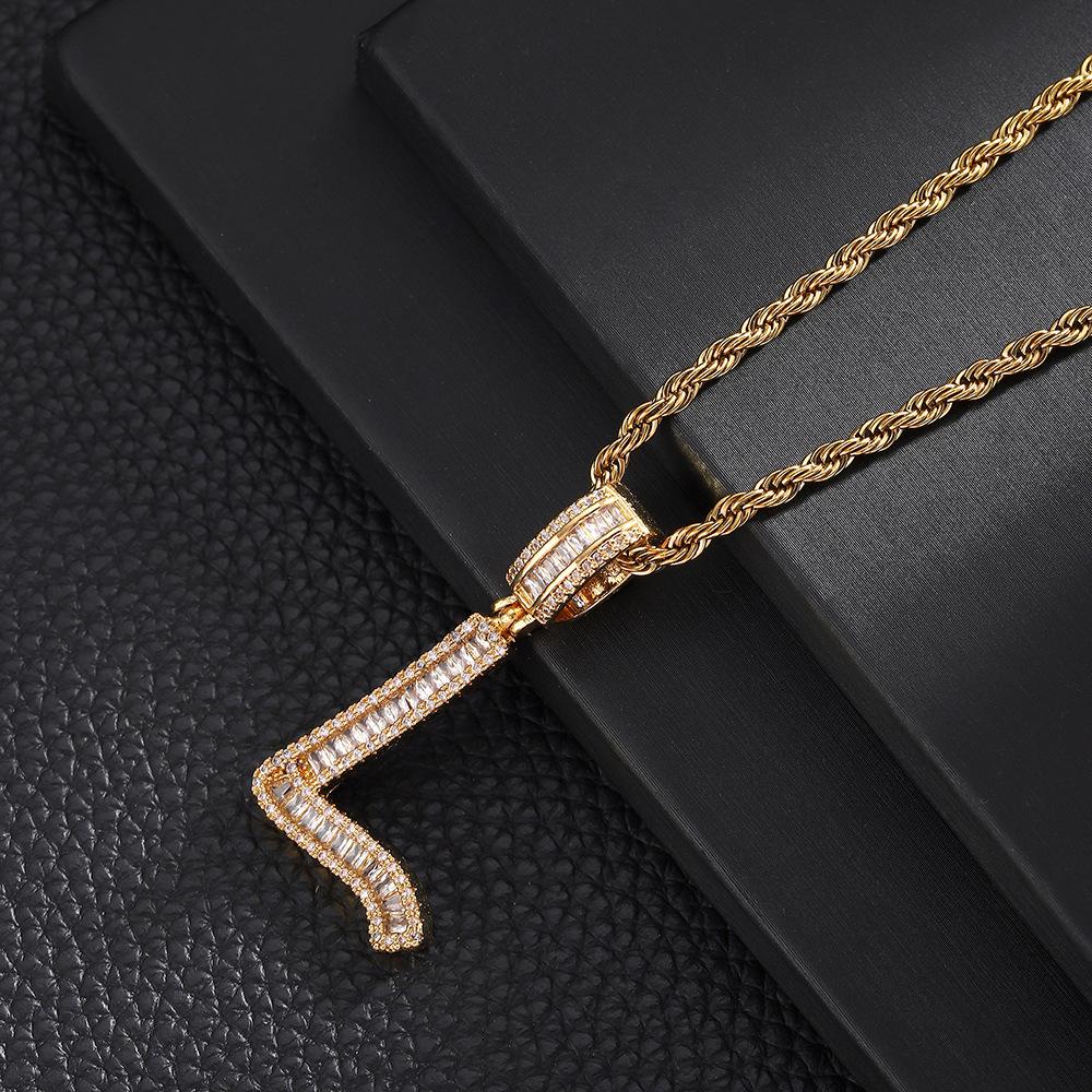26 English Letters Pendant Necklace Copper Inlaid Zircon Versatile Jewelry Necklace