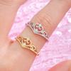 Charm Exquisite Gold Color Hollow Out Princess Crown Ring Heart Opening Adjustable for Women Sweet Finger Jewelry Accessory Gift