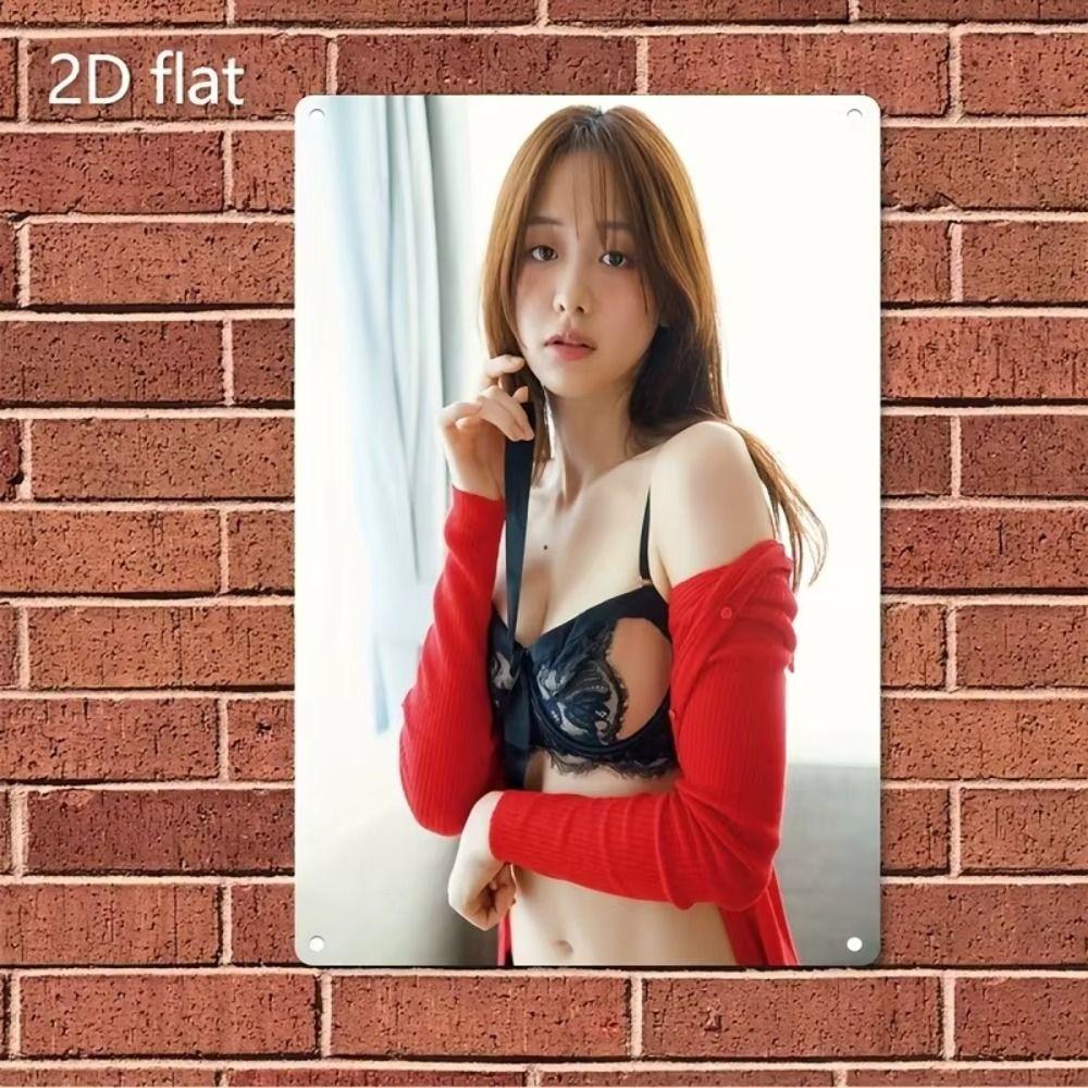 Fantasy Metal Wall Art Decor, Girl with Goldfish, 20x30cm Bedroom Sign