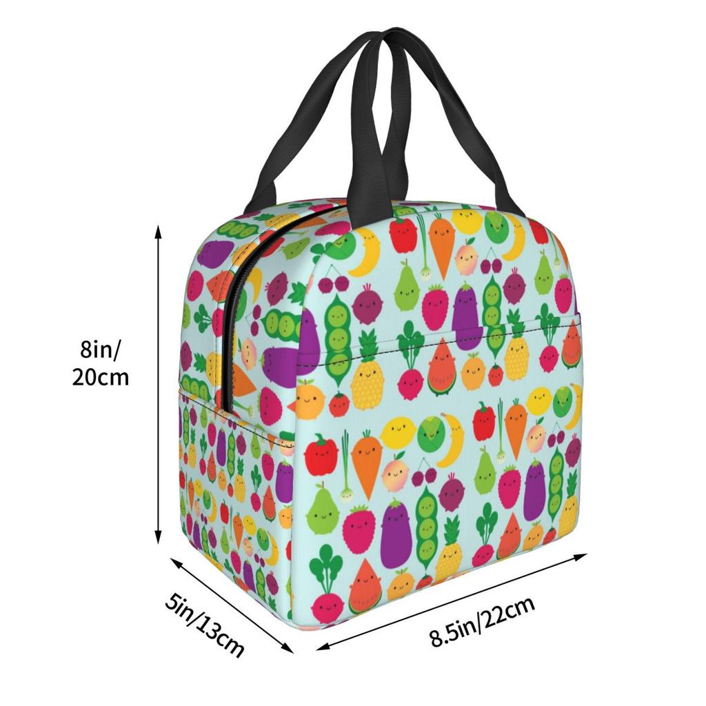 5 A Day Fruit And Vegetables Insulated Lunch Bag for Women Office Cooler Thermal Food Box Tote Portable Lunch Boxes Container