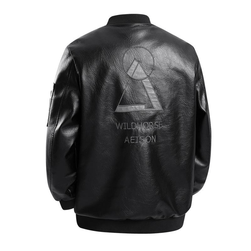 Men's Plus Size Leather Pilot Jacket - Spring/Autumn American Motorcycle Style