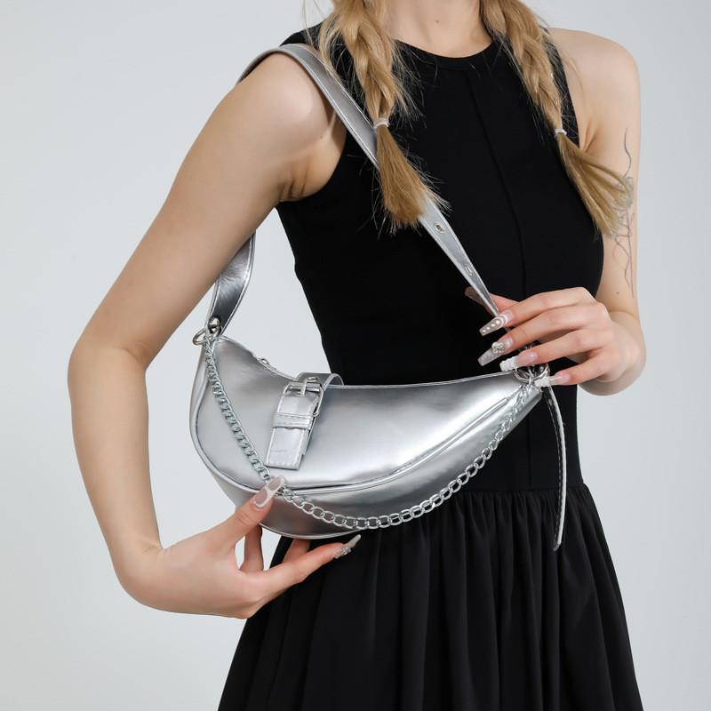 Trendy 2024 Black Small Pu Shoulder Bag Stylish Street Fashion Chic Design