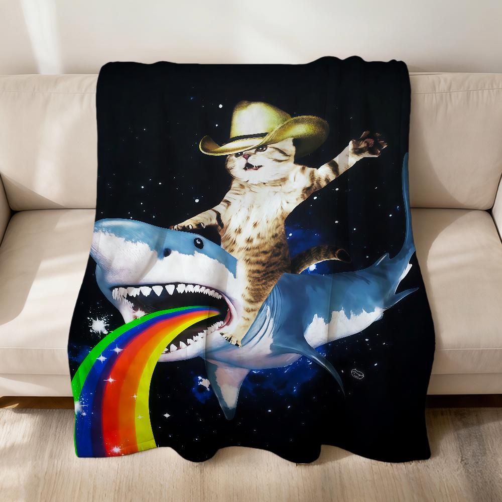 Space Cowboy Cat Meme Dinosaur Abstract Funny Pizza Flannel Soft Warm Plush Blanket Sofa Living Room Hogar Bed Gift Car Portable