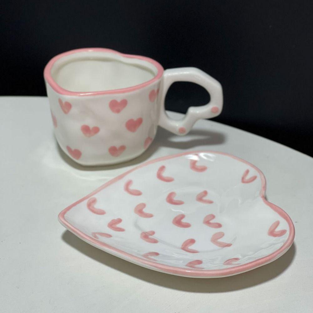 Sweet Ceramic Mugs 250ml Tea Milk Cups Multiple Uses Love Heart Cup  Kitchen