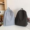 Harajuku Style Double Zipper Student School Bag Korean Version Solid Color Simple Daily Commuter Backpack