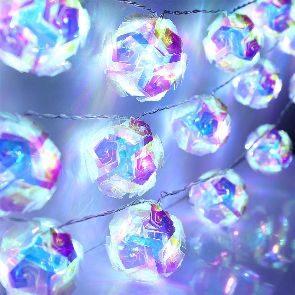 

40 светодиодных гирлянд с волшебным шаром, гирляндой, гирляндой, лазерным шаром, ослепительной лампой для домашней вечеринки, украшения спальни в помещении, Рождества 3M 20LED-Battery розовый