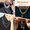 Richsteel Men's Stainless Steel Antique-Style Pentagram Snake Necklace Pendant, Hypoallergenic, Good Fortune Charm, Accessory
