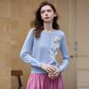 Elegant 3D Floral Pearl Button Knit Cardigan
