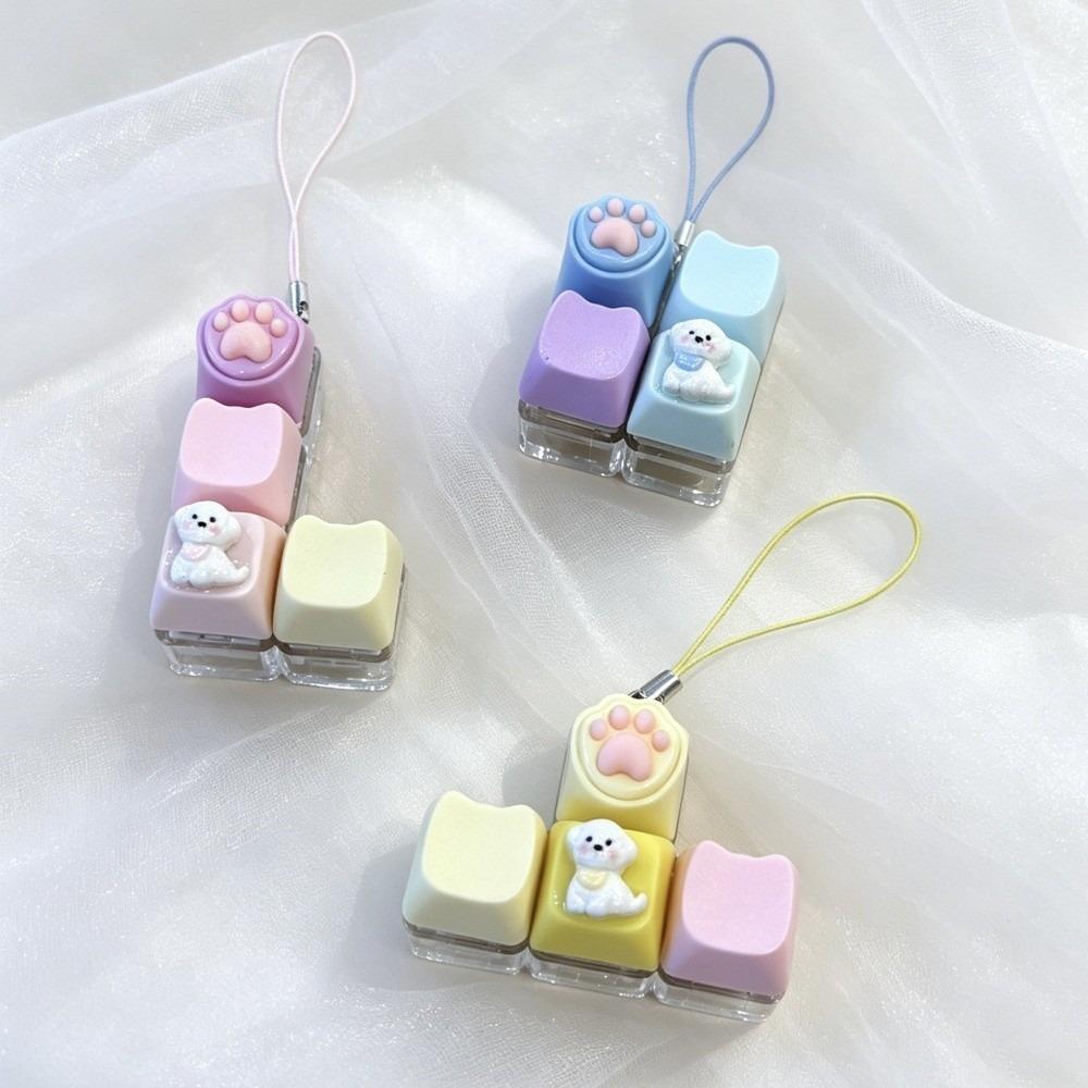 Plastic Fidget Buttons Pendant Cat Paw Fidget Clicker Keychain  Pass The Boring Time