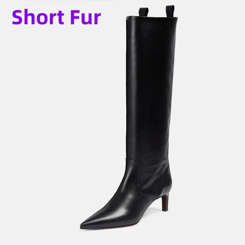 INS Kozaki do kolan Buty damskie Skóra naturalna Czarne obcasy Western Wysokie Długie Botki Chelsea Damskie 2025 Zimowe Trend Buty Marka