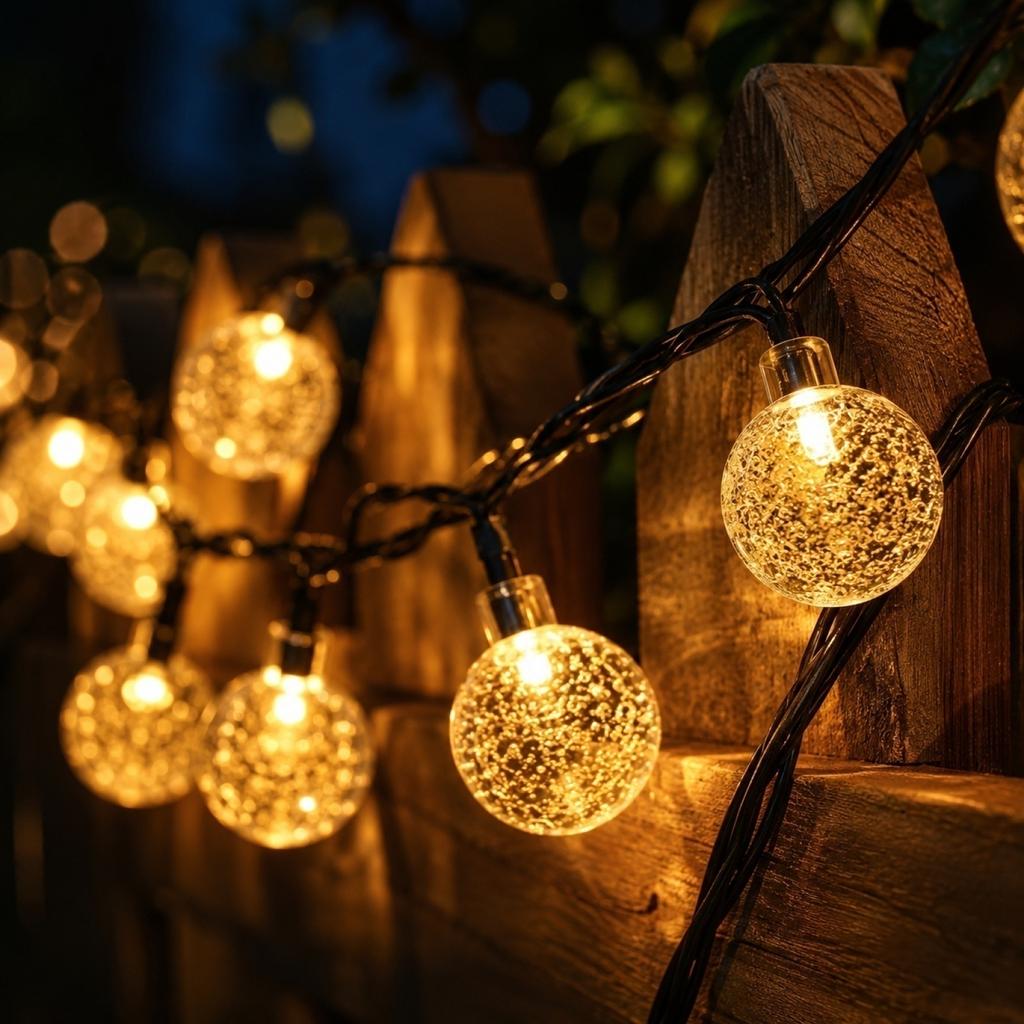 Solar Powered Bubble Globe String Lights Outdoor Waterproof LED String Lights for Garden Patio Yard Party Decoration with Solar Panel