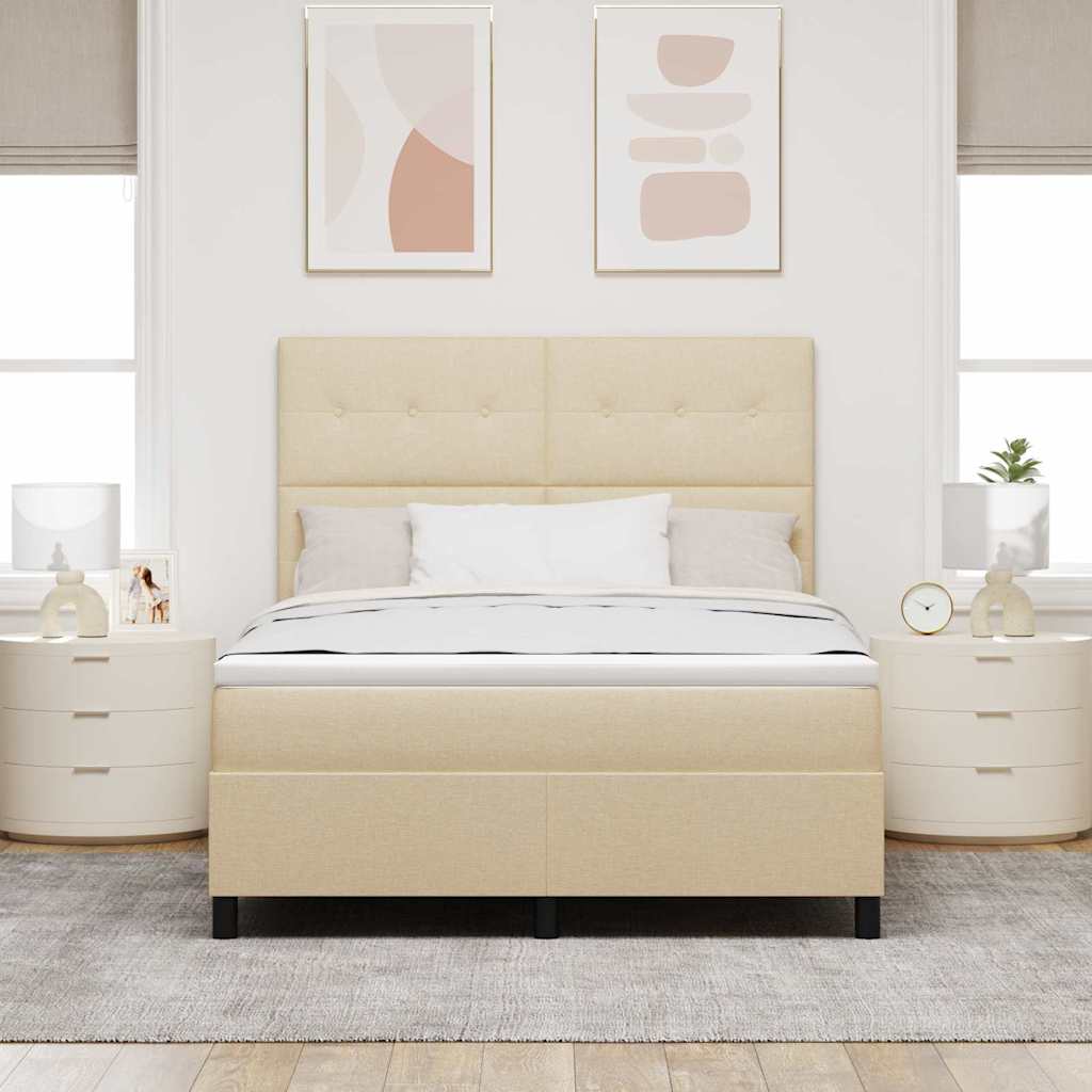 Box Spring Bed with Mattress Cream 140 x 190 cm Fabric