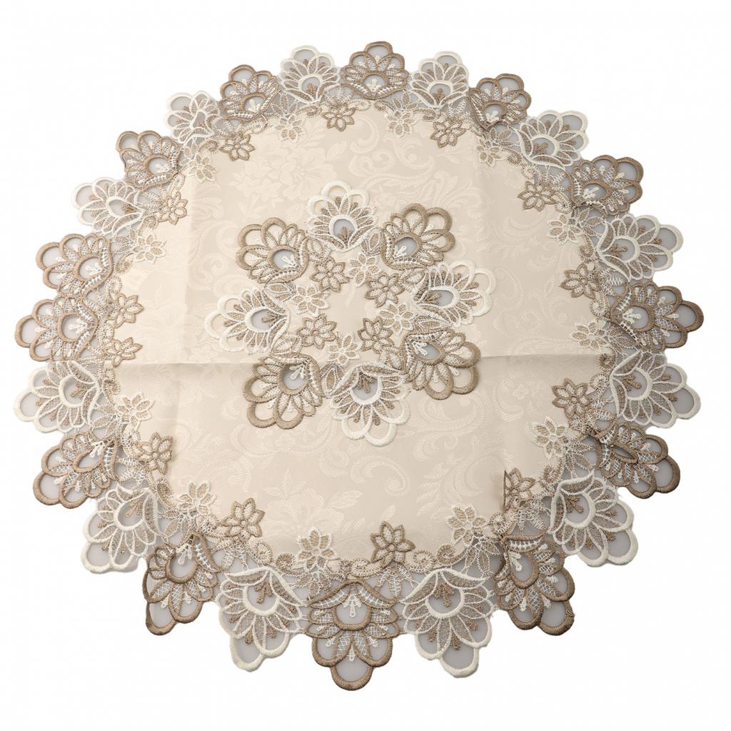 Housse de Table à Manger Nappe Anti-poussière Maison Festival Dentelle Ronde