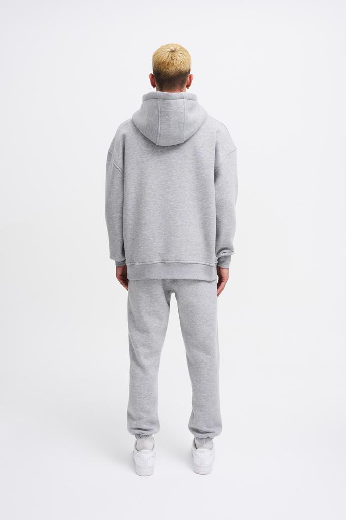 Męska Bluza Oversize Basic z Kapturem - Szary Melanż
