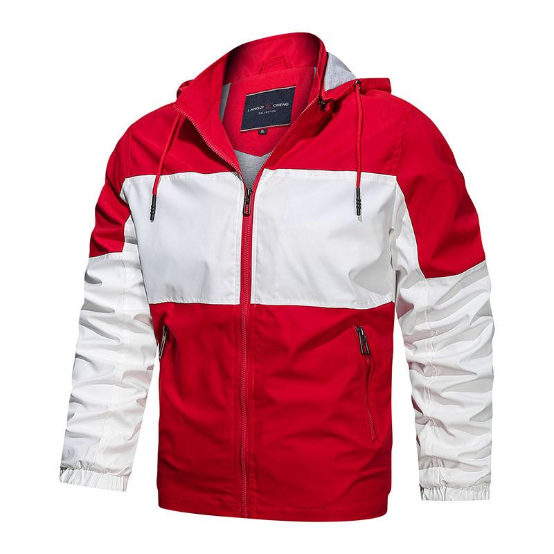 Cross Border And New Men's Jacket Direct Contrasting Color Hooded Zipper Casual Jacket For Men