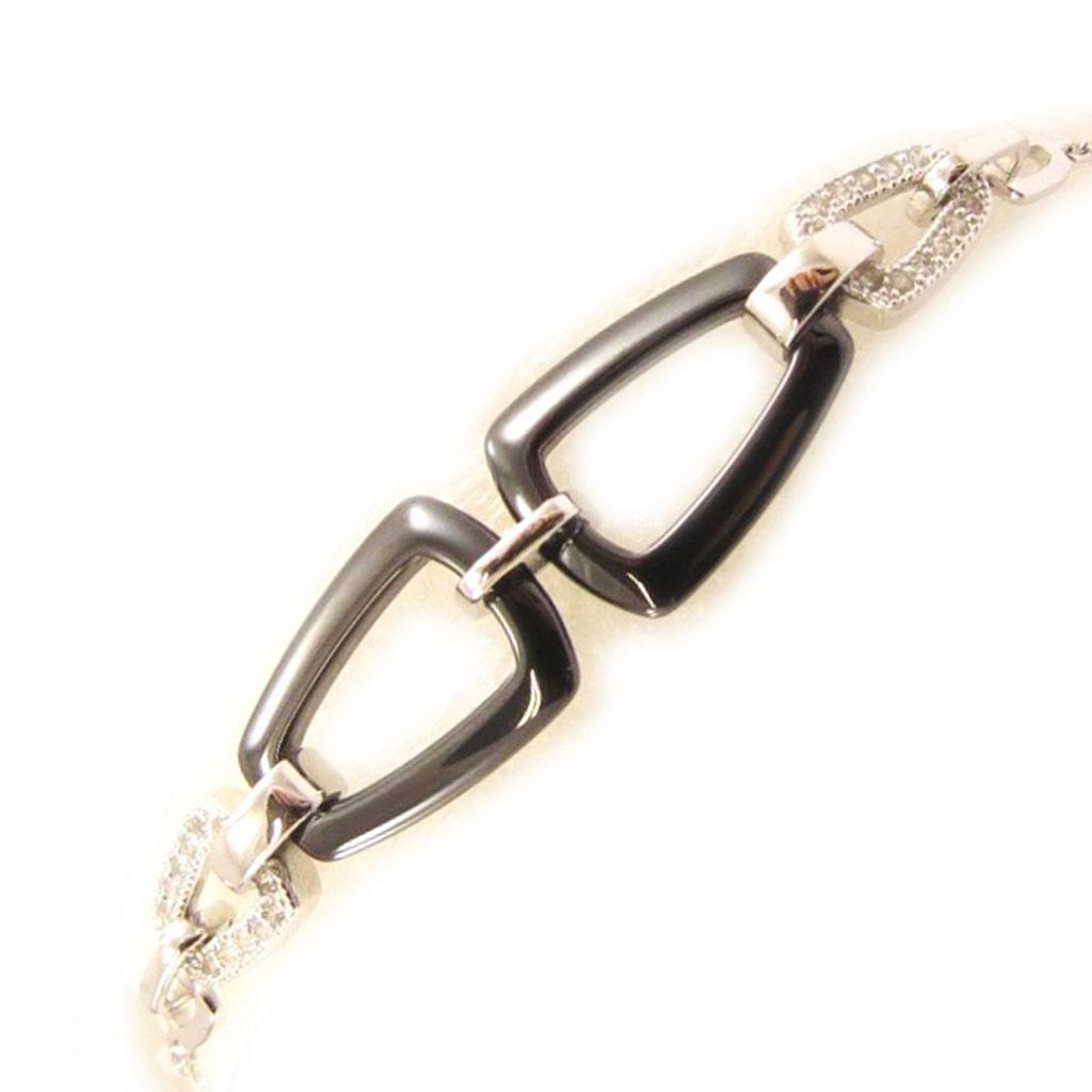 Les Trésors De Lily [L4623] - Silver Bracelet 'Sissi' Black White Silver (rhodium-plated) - 50x10 Mm