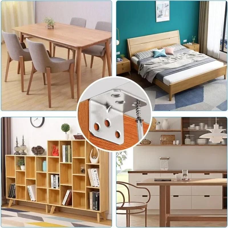 50/10PCS Stainless Steel Corner Brackets 90 Degree Right Angle Connectors for Furniture Table Bookshelf Cabinet Corner Code