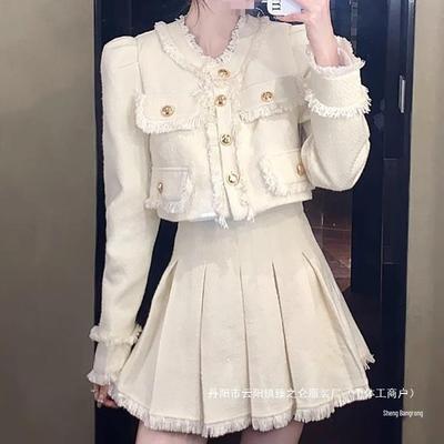 Autumn & Winter French Style Two-Piece: Socialite Short Jacket & Midi Skirt Set