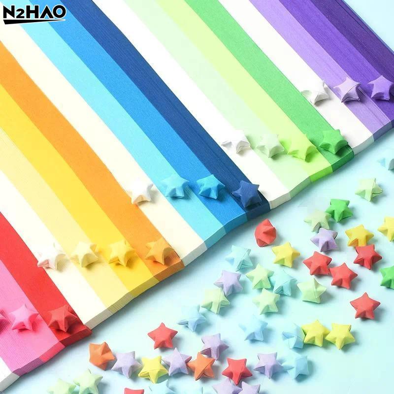 210/540 szt. Dekoracja Gwiazdka Szczęścia Origami Gwiazdki Szczęścia Wstążki Kolorowe Paski Zestaw do Składania Papieru Gwiazdka Życzeń Dla Dzieci