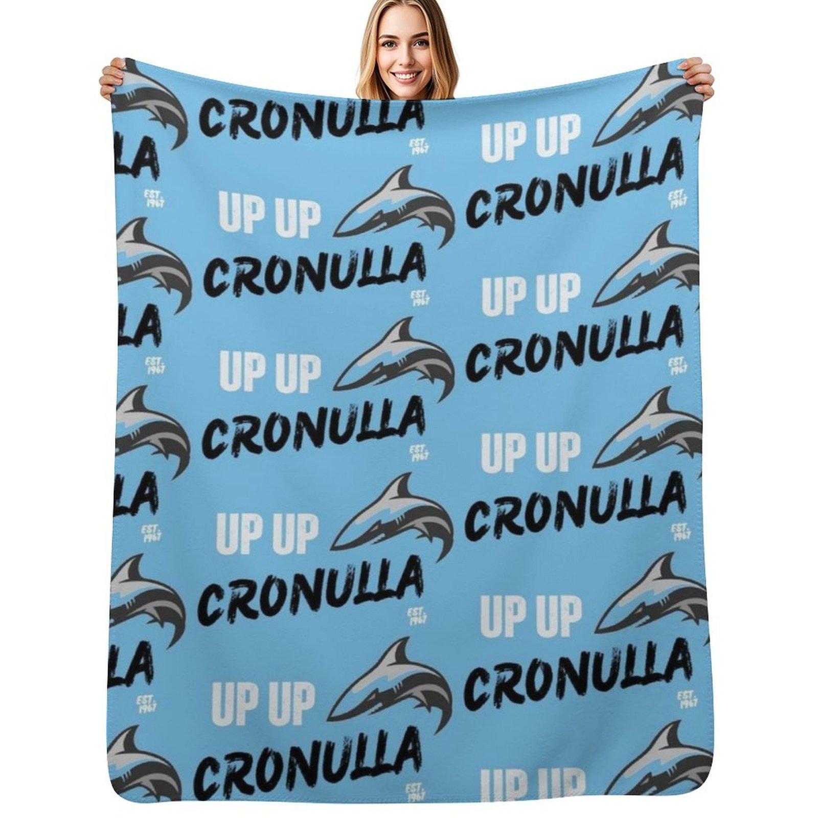 Up Up Cronulla Sharks Rugby League Throw Blanket Cozy Microfiber Throw Blanket for Home Bedroom Size: 75*100cm, Weight: 230 GSM