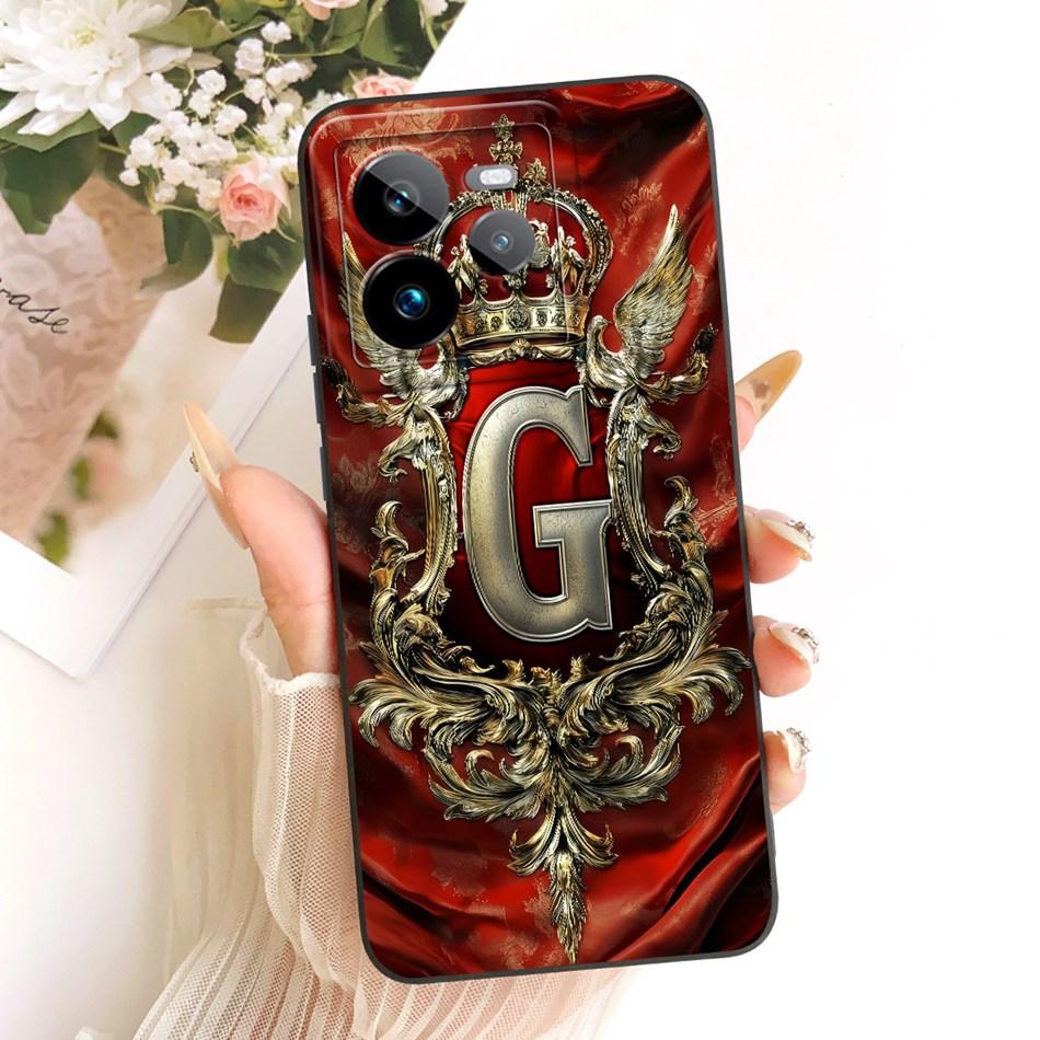 For Realme GT 7 Pro Feather Crown Initial Letter Phone Case For Realme GT7 Pro RMX5010 Soft Silicone Covers Bumpers