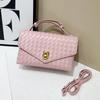 High-end Light Luxury Handbag Authentic Leather Hand-woven Bag 2025 Fashionable Cowhide Square