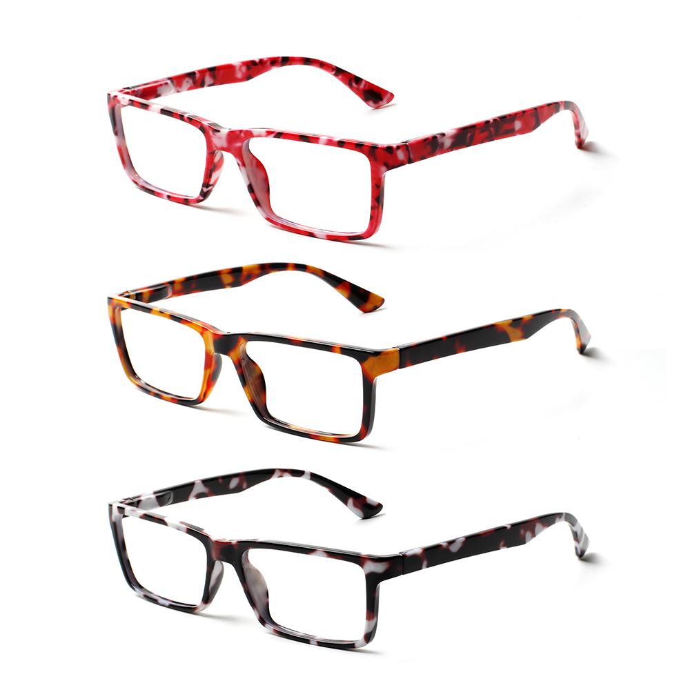 Turezing 3 Pack Reading Glasses For Women Man Rectangular Print Flower Frame Spring Hinge Reader Eyewear