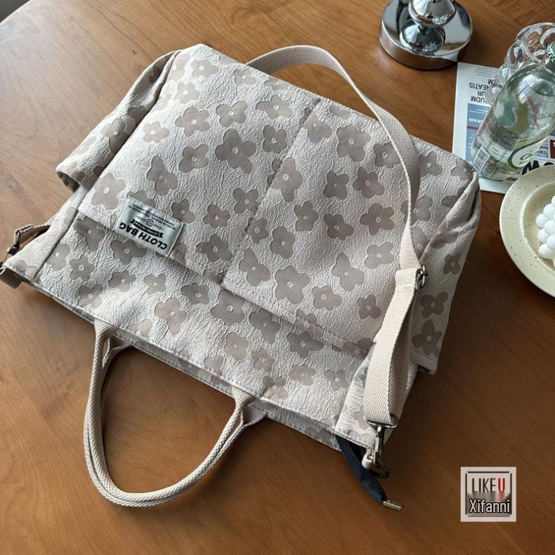 Original Handmade Thickened Artistic Canvas Tote Bag - Versatile Crossbody/Shoulder Carry for Students