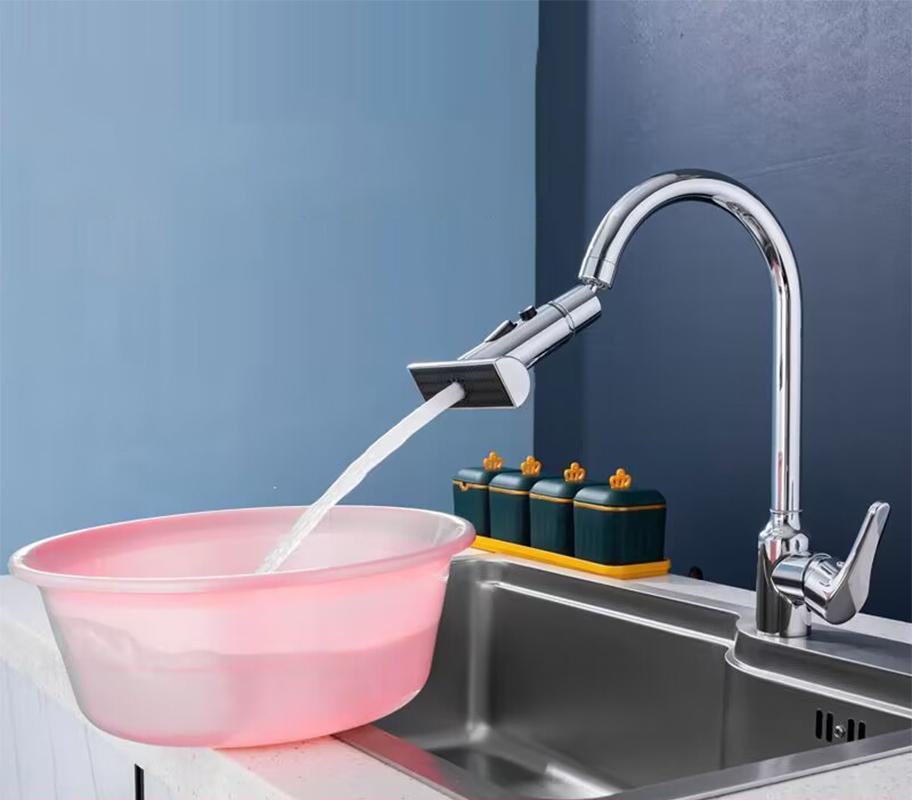Kitchen Faucet Waterfall Outlet Splash Proof Universal 360° Rotating Bubbler 3 Modes Multifunctional Water Tap Nozzle Extension