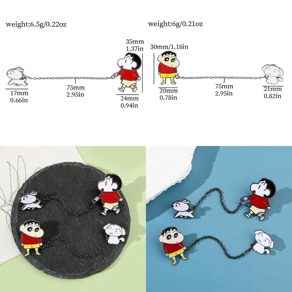 Cute Crayon Shin-chan Metal Badge With Chain Cartoon Character Design Alloy Material Xz3014xz3015 Colors