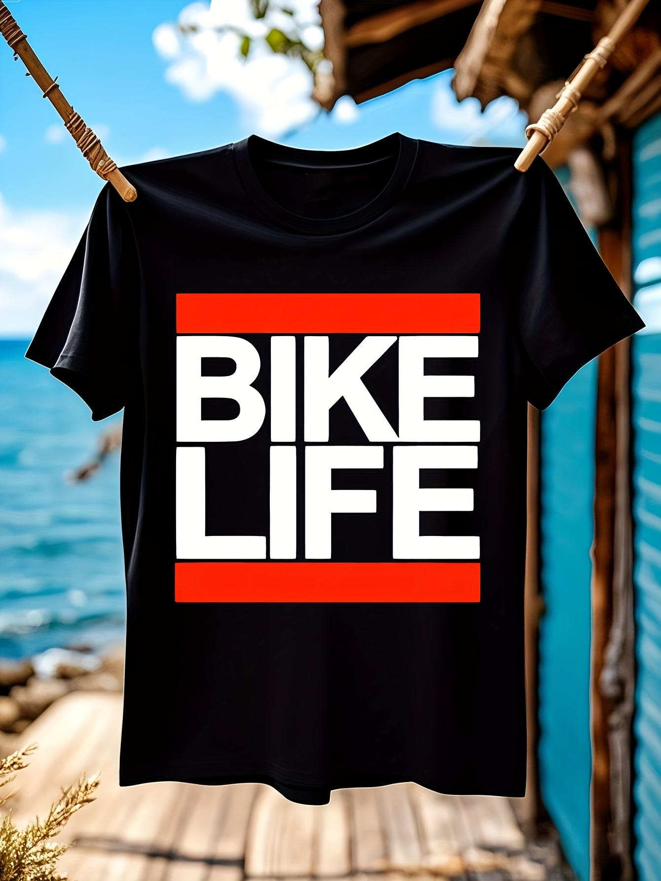Bike Life Bold Biking Tshirt - Black Cycling Tee with Whi... XXL