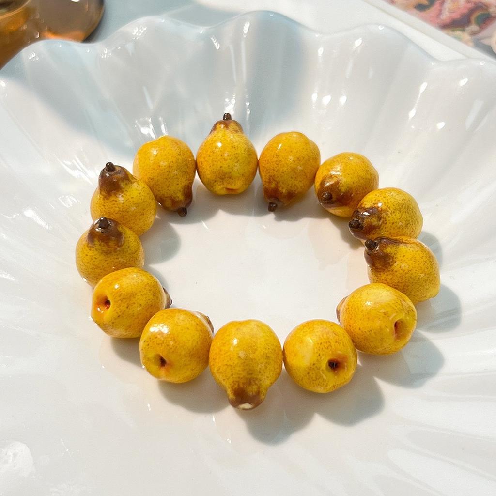 Dopamine Colorful Beaded Bracelet Summer Cute Simulation Fruit Resin Bangle Cartoon Creative Fashion Sweet Girls Handmade Jewelr
