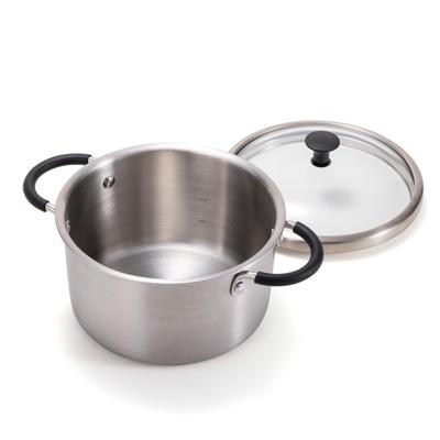 Kompatibilní s Kai KAI Gas Fire IH Vysoká tepelná vodivost Minimální hluboký dvouruční hrnec 15 cm se skleněnou poklicí Pod dohledem Masayo Waki ​​Silver DY5208 OEC