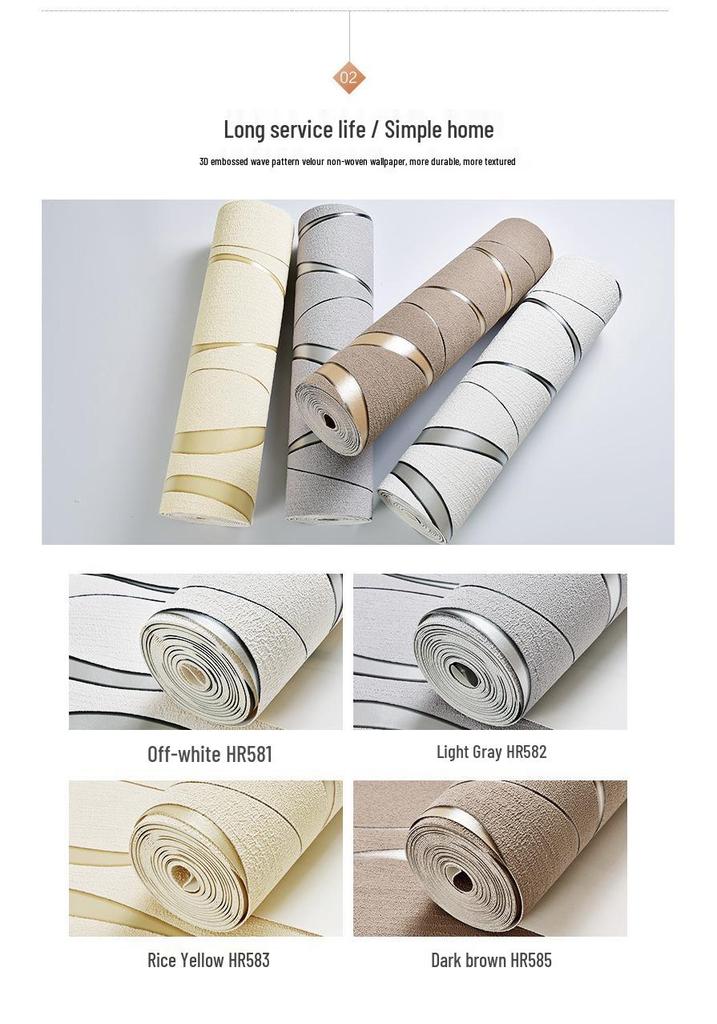 Modern 3D Water Wave Pattern Non-woven Suede Wallpaper for TV Background