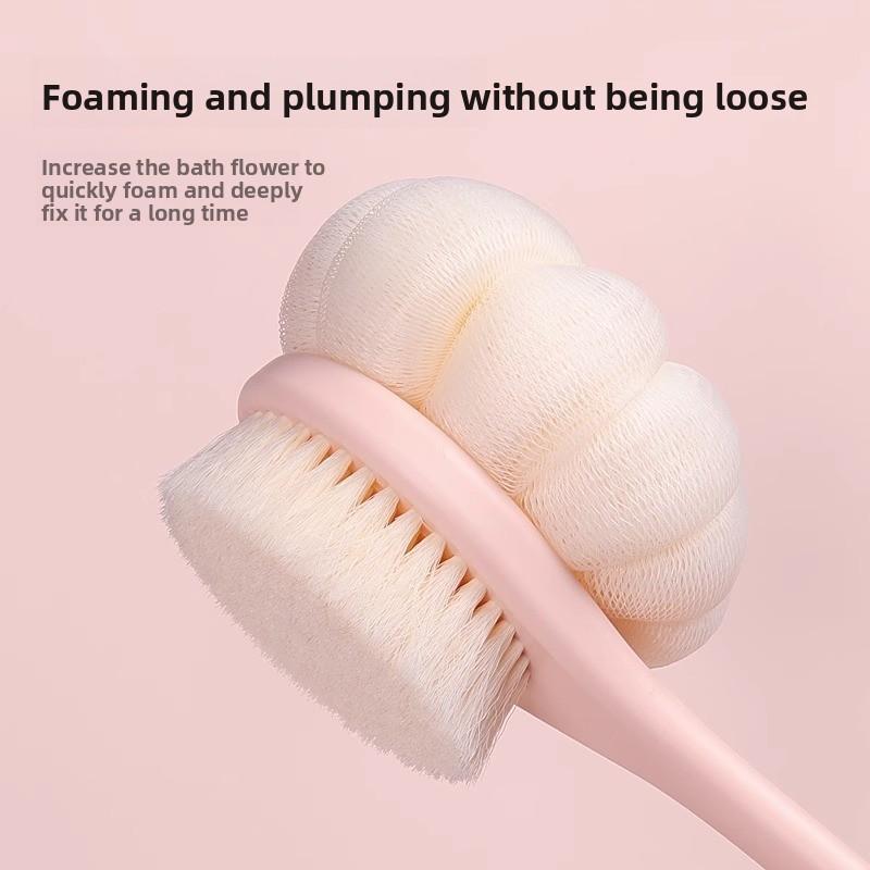 2-in-1 Long Handle Soft Fur Double-sided Back Shower Brush